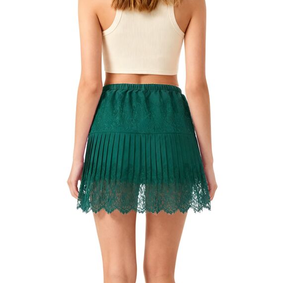 Girstunm Women's Shirt Extender for Women Adjustable Layered Fake Top Lower Sweep Shirt Half Length Mini Skirt for Girls Grün Lace 3XL