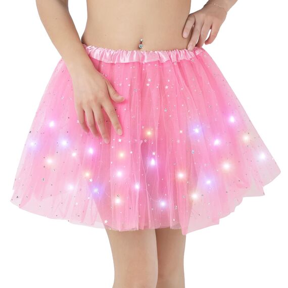 Kefiyis Tüllrock Damen LED Tütü Erwachsene Teenager Tutu Party Ballett Tanzen Fancy Dress Halloween Kostüm