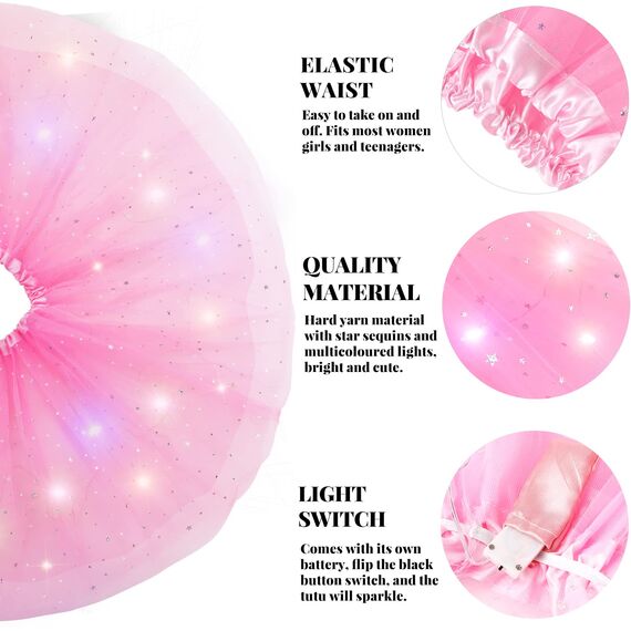 Kefiyis Tüllrock Damen LED Tütü Erwachsene Teenager Tutu Party Ballett Tanzen Fancy Dress Halloween Kostüm