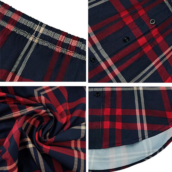 Girstunm Women's Shirt Extender for Women Adjustable Layered Fake Top Lower Sweep Shirt Half Length Mini Skirt for Girls Marineblau Rot Kariert 2XL