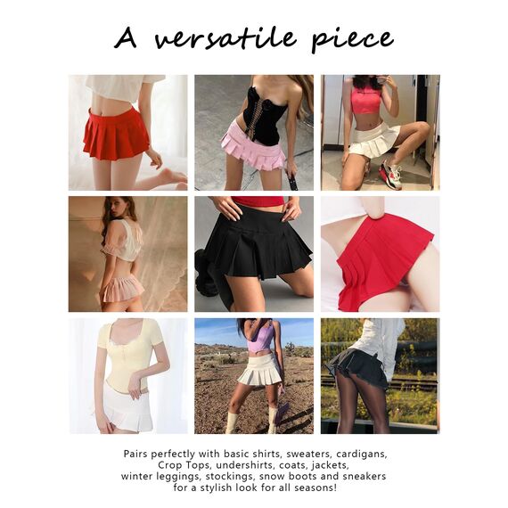 Eisnnu Minirock Damen Elastische Taille Solide Super Kurz Faltenrock Schwarzer Rock Rocklänge 25CM für Cosplay,Club,Halloween Party