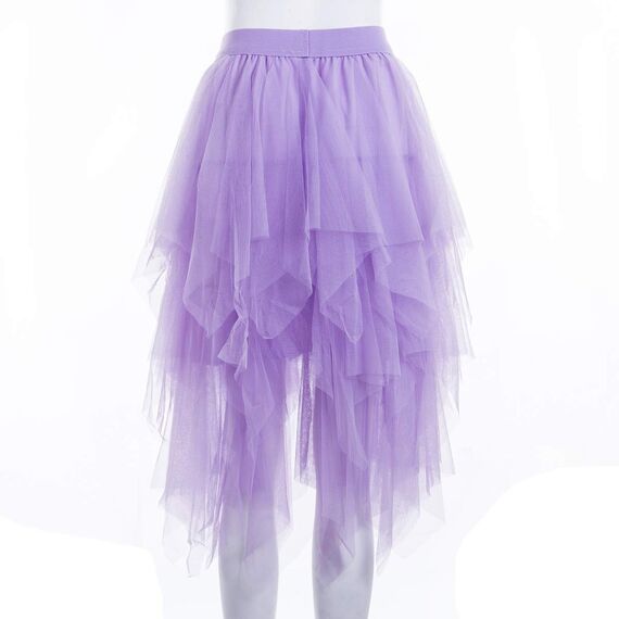 Damen Rock Tüll Unregelmäßig Unterrock Lagenrock Ballett Tutu Abschlussball Party Faltenkleid A-Linie Midirock High Waisted Rock (Lila, Einheitsgröße)