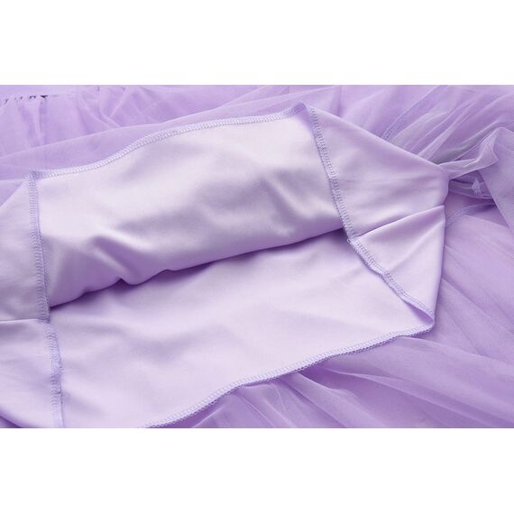 Damen Rock Tüll Unregelmäßig Unterrock Lagenrock Ballett Tutu Abschlussball Party Faltenkleid A-Linie Midirock High Waisted Rock (Lila, Einheitsgröße)