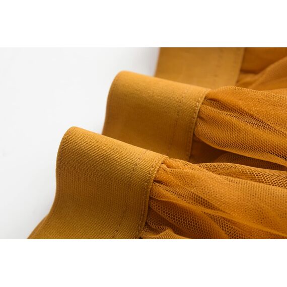 Damen Rock Tüll Unregelmäßig Unterrock Lagenrock Ballett Tutu Abschlussball Party Faltenkleid A-Linie Midirock High Waisted Rock (Ingwer Gelb, Einheitsgröße)