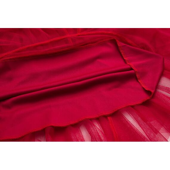 Damen Rock Tüll Unregelmäßig Unterrock Lagenrock Ballett Tutu Abschlussball Party Faltenkleid A-Linie Midirock High Waisted Rock (Rot, Einheitsgröße)