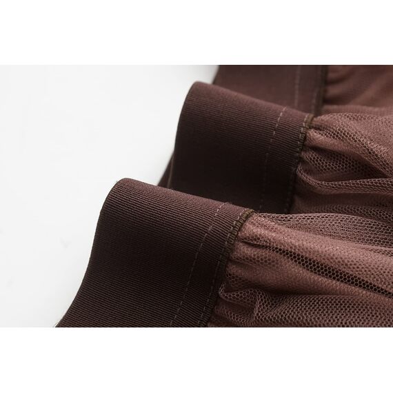 Damen Rock Tüll Unregelmäßig Unterrock Lagenrock Ballett Tutu Abschlussball Party Faltenkleid A-Linie Midirock High Waisted Rock (Braun, Einheitsgröße)