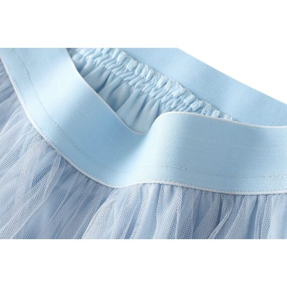 Damen Rock Tüll Unregelmäßig Unterrock Lagenrock Ballett Tutu Abschlussball Party Faltenkleid A-Linie Midirock High Waisted Rock (Blau, Einheitsgröße)