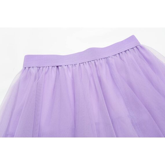 Damen Rock Tüll Unregelmäßig Unterrock Lagenrock Ballett Tutu Abschlussball Party Faltenkleid A-Linie Midirock High Waisted Rock (Lila, Einheitsgröße)