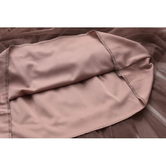 Damen Rock Tüll Unregelmäßig Unterrock Lagenrock Ballett Tutu Abschlussball Party Faltenkleid A-Linie Midirock High Waisted Rock (Braun, Einheitsgröße)