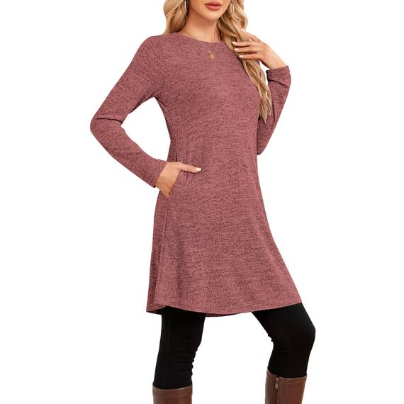 NARRAME Pulloverkleid für Damen, Frühling, Herbst, Lange Ärmel, Kausale Knöpfe, seitliche Damenkleider mit Taschen, groß, rot, schwarz, kariert
