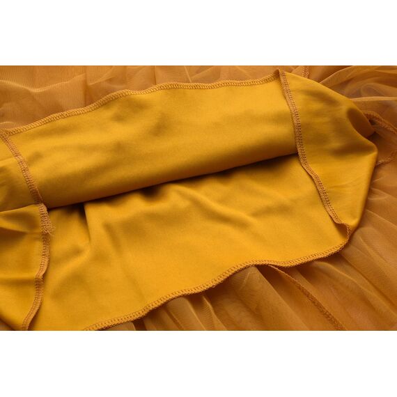 Damen Rock Tüll Unregelmäßig Unterrock Lagenrock Ballett Tutu Abschlussball Party Faltenkleid A-Linie Midirock High Waisted Rock (Ingwer Gelb, Einheitsgröße)