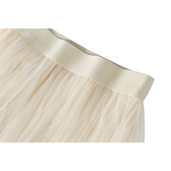 Damen Rock Tüll Unregelmäßig Unterrock Lagenrock Ballett Tutu Abschlussball Party Faltenkleid A-Linie Midirock High Waisted Rock (Aprikose, Einheitsgröße)