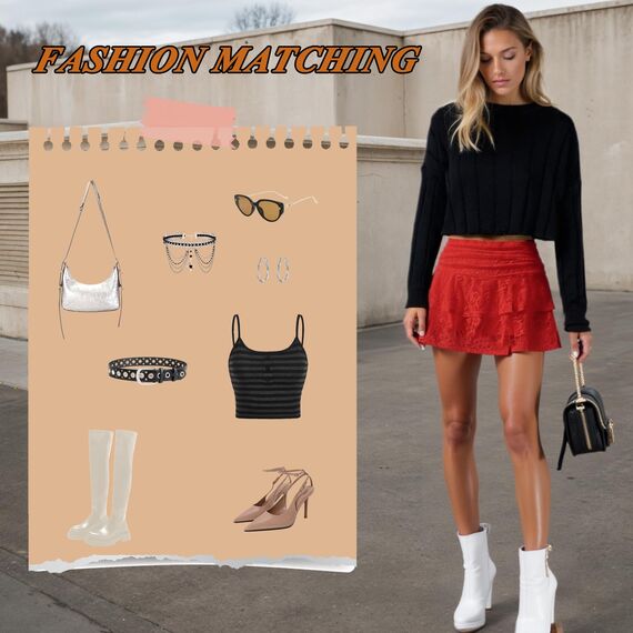 Neteson Minirock Damen Sexy Kurz Faltenrock mit Hose Mini Rock Sommer Spitze A-Linie Ruffle Skirt Y2k Plisseerock Rüschen Frauen Kurzer Röcke Fairycore Streetwear