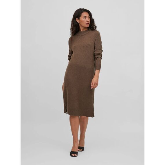 Vila Damen Viril Crew Neck L/S Midi Dress - Noos Kleid, Crocodile, XXL EU