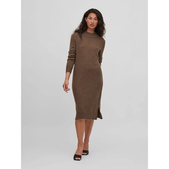Vila Damen Viril Crew Neck L/S Midi Dress - Noos Kleid, Crocodile, XXL EU