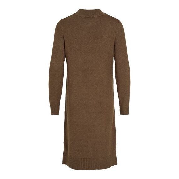 Vila Damen Viril Crew Neck L/S Midi Dress - Noos Kleid, Crocodile, M EU