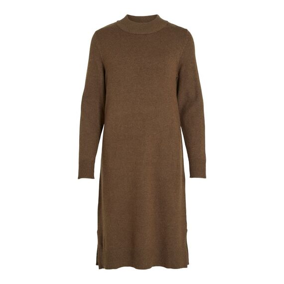 Vila Damen Viril Crew Neck L/S Midi Dress - Noos Kleid, Crocodile, XS EU
