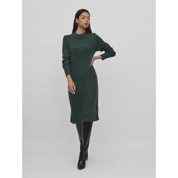 Vila Damen Viril Crew Neck L/S Midi Dress - Noos Kleid, Pineneedle, XS EU