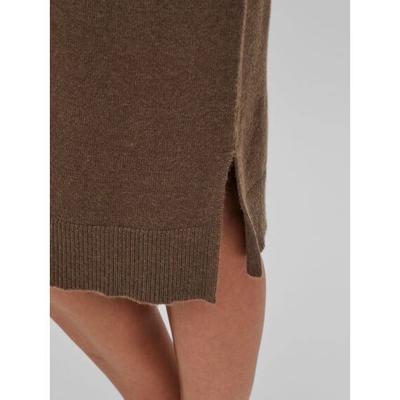 Vila Damen Viril Crew Neck L/S Midi Dress - Noos Kleid, Crocodile, L EU