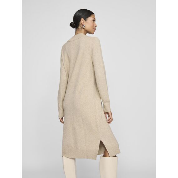 Vila Damen Viril Crew Neck L/S Midi Dress - Noos Kleid, Natural Melange, S EU