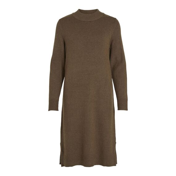 Vila Damen Viril Crew Neck L/S Midi Dress - Noos Kleid, Crocodile, L EU