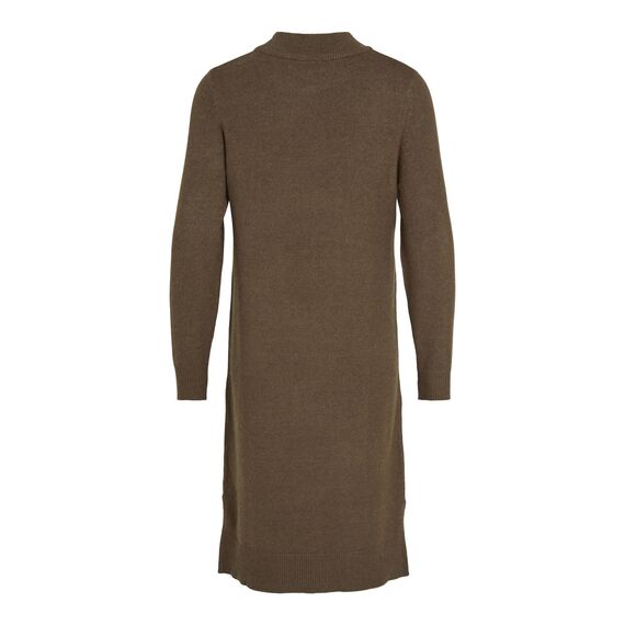 Vila Damen Viril Crew Neck L/S Midi Dress - Noos Kleid, Crocodile, XL EU