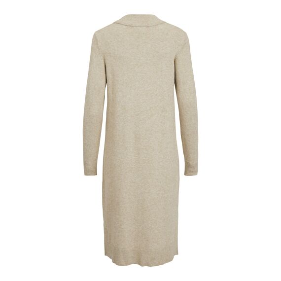 Vila Damen Viril Crew Neck L/S Midi Dress - Noos Kleid, Natural Melange, XL EU