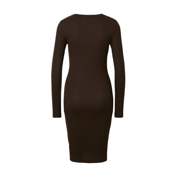 Urban Classics Damen Kleid Ladies Rib Dress, figurbetontes, hochgeschlossenes Rippenkleid, Langarm Kleid, Größen XS - XL