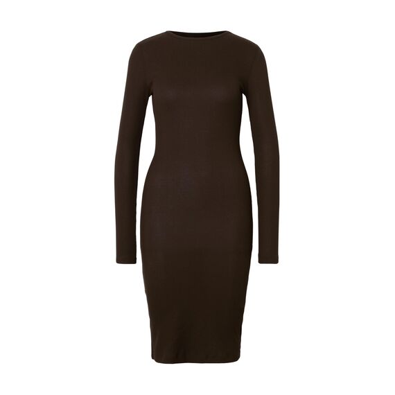 Urban Classics Damen Kleid Ladies Rib Dress, figurbetontes, hochgeschlossenes Rippenkleid, Langarm Kleid, Größen XS - XL
