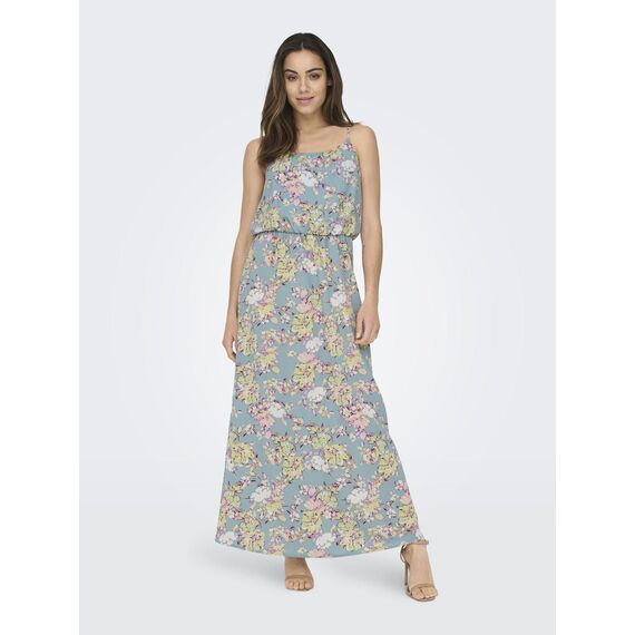 ONLY Damen Onlwinner S/L Maxi Dress Noos Ptm, Stone Blue/AOP:Tea Floral, 40