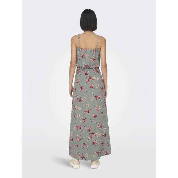 ONLY Damen Onlwinner S/L Maxi Dress Noos Ptm, Chinois Green/Aop:red Roses, 42