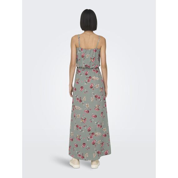 ONLY Damen Onlwinner S/L Maxi Dress Noos Ptm, Chinois Green/Aop:red Roses, 40