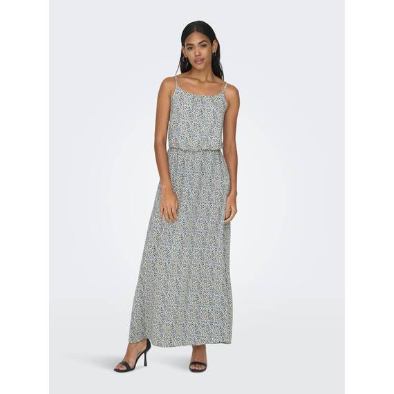 ONLY Damen Onlwinner S/L Maxi Dress Noos Ptm, Cloud Dancer/Aop:tinny Blossom, 34
