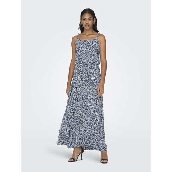 ONLY Damen Onlwinner S/L Maxi Dress Noos Ptm, Vintage Indigo/AOP:Ranch Floral, 40