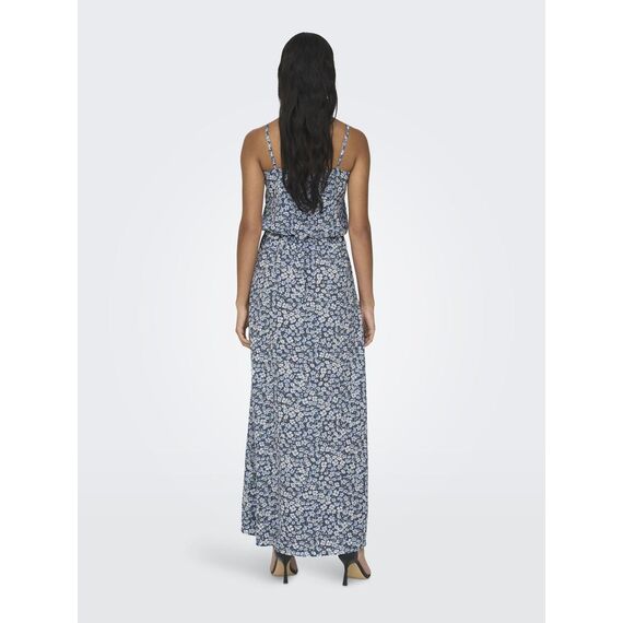 ONLY Damen Onlwinner S/L Maxi Dress Noos Ptm, Vintage Indigo/AOP:Ranch Floral, 38