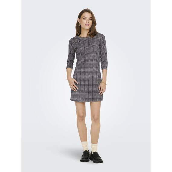 ONLY Damen ONLBRILLIANT 3/4 Check Dress NOOS JRS Kleid mini, Black/Checks:bennie Check ,L