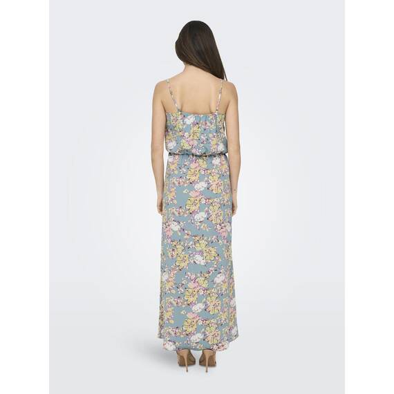 ONLY Damen Onlwinner S/L Maxi Dress Noos Ptm, Stone Blue/AOP:Tea Floral, 36