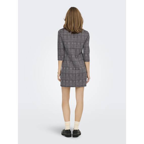 ONLY Damen ONLBRILLIANT 3/4 Check Dress NOOS JRS Kleid mini, Black/Checks:bennie Check ,L