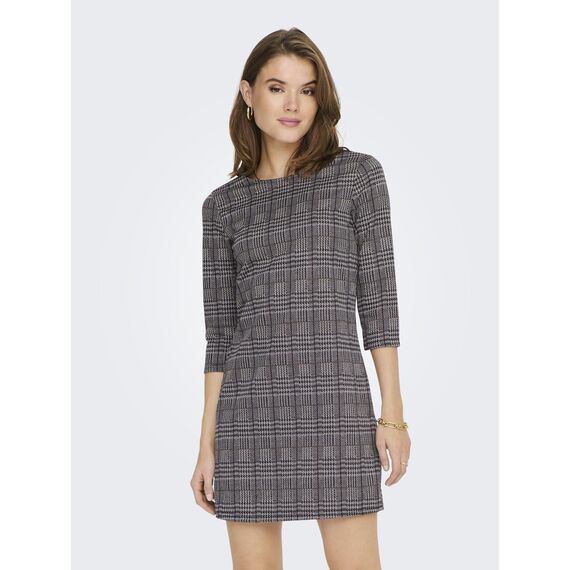 ONLY Damen ONLBRILLIANT 3/4 Check Dress NOOS JRS Kleid mini, Black/Checks:bennie Check ,XS