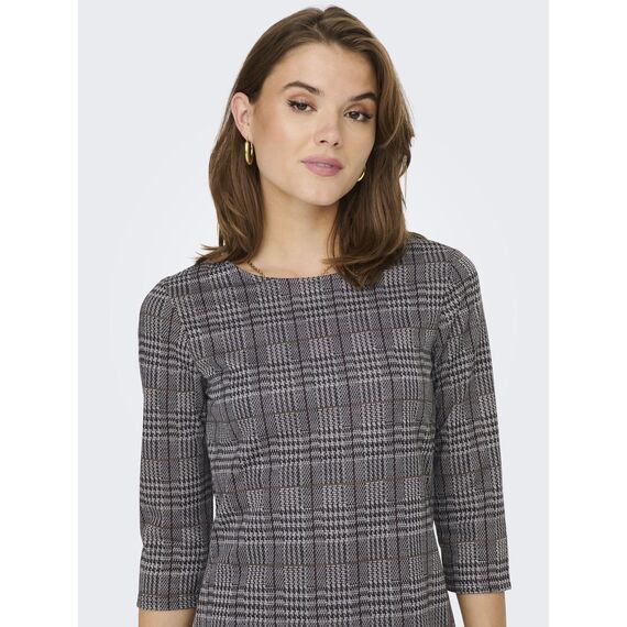 ONLY Damen ONLBRILLIANT 3/4 Check Dress NOOS JRS Kleid mini, Black/Checks:bennie Check ,XS