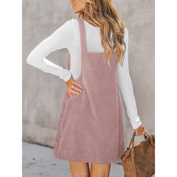 CUPSHE Damen Latzrock Quadratischer Ausschnitt Taschen Cord Latzkleid Overallkleid Freizeitkleider Corduroy Mini Overall Dress Helles Violett XS