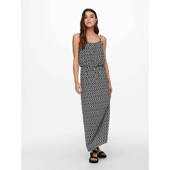 ONLY Damen Onlwinner Sl Maxi Dress Noos Wvn Kleid, Schwarz / Weiß ,34
