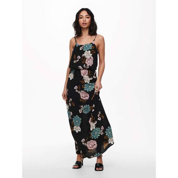 ONLY Damen Onlwinner Sl Maxi Dress Noos Wvn Kleid, Schwarz/Blumen ,34