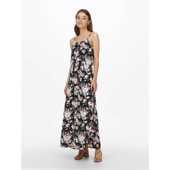ONLY Damen Onlwinner S/L Maxi Dress Noos Ptm, Black/AOP:Big Larry Flower, 32