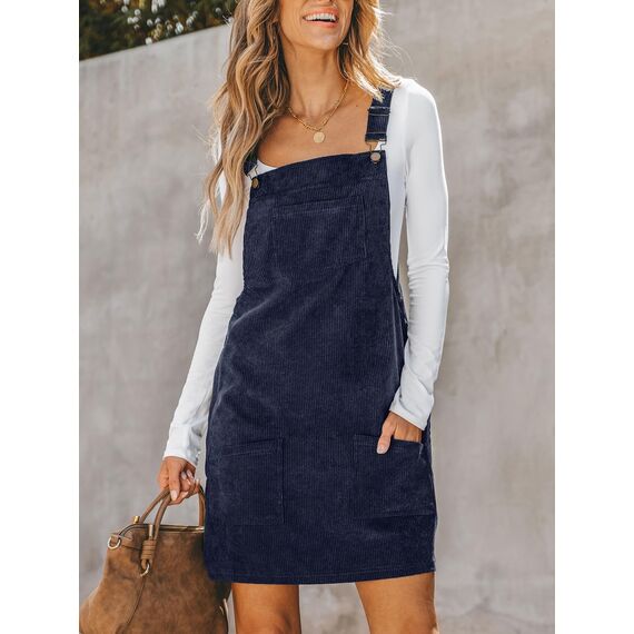 CUPSHE Damen Latzrock Quadratischer Ausschnitt Hosenträger Taschen Cord Latzkleid Overallkleid Freizeitkleider Corduroy Mini Dress Weinrot XS