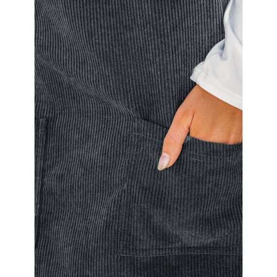 CUPSHE Damen Latzrock Quadratischer Ausschnitt Hosenträger Taschen Cord Latzkleid Overallkleid Freizeitkleider Corduroy Mini Dress Weinrot XL