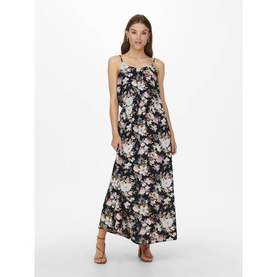 ONLY Damen Onlwinner S/L Maxi Dress Noos Ptm, Black/AOP:Big Larry Flower, 32