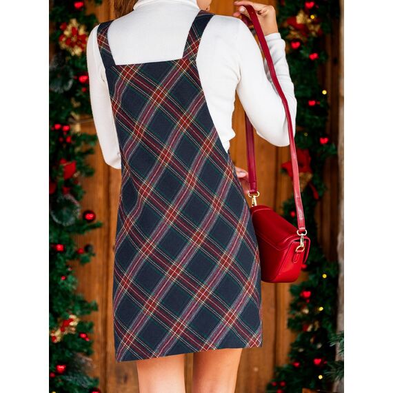 CUPSHE Damen Latzrock Quadratischer Ausschnitt Hosenträger Taschen Cord Latzkleid Overallkleid Freizeitkleider Corduroy Mini Dress