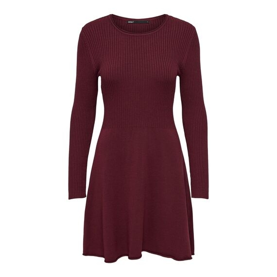 ONLY Damen ONLALMA L/S O-Neck Dress KNT NOOS, Merlot,XXS