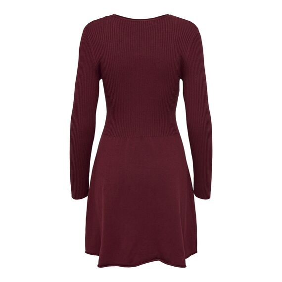ONLY Damen ONLALMA L/S O-Neck Dress KNT NOOS, Merlot,3XL
